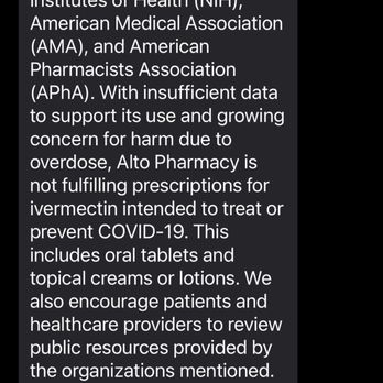 Alto Pharmacy - Your refusal to fill ivermectin - Pharmacy Near Me - Las Vegas, Nevada