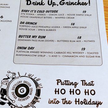 Oregon Grain Growers Brand Distillery - Seasonal drinks off the current specials menu. - Distilleries Near Me - Pendleton, Oregon