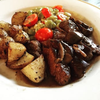 Simple Eats - Seared flat iron steak with roasted fingerling potatoes & cream succotash. Opening night. - Breakfast & Brunch Near Me - Virginia Beach, Virginia