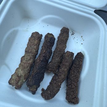 First Watch - Burned Turkey Sausage with my child's breakfast. Why would you even serve someone this? - Breakfast & Brunch Near Me - Cary, North Carolina