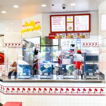In-N-Out Burger - Order counter - with shields still in place - Fast Food Near Me - Mill Valley, California