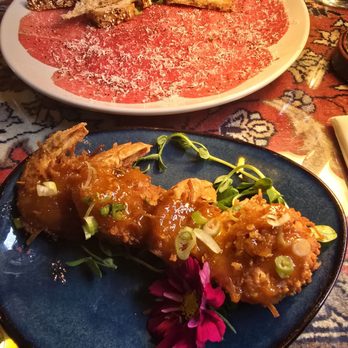 Larrupin Cafe - Carrpacio and prawns - Seafood Near Me - Trinidad, California Larrupin Cafe - Carrpacio and prawns - Seafood Near Me - Trinidad, California