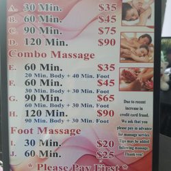 Perfect Massage - Posted at the front desk