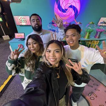Lollyland - Selfie in front of the starting area where we pick our ball and clubs :) - Mini Golf Near Me - San Francisco, California