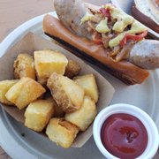 Photo of Wursthall - San Mateo, CA, United States. Hot Italian w/ thrice fried potatoes