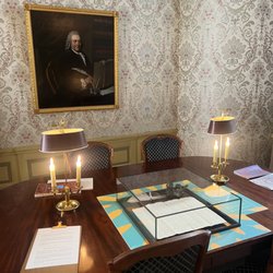 Teylers Museum - Pieter Teyler's desk and him in the portrait