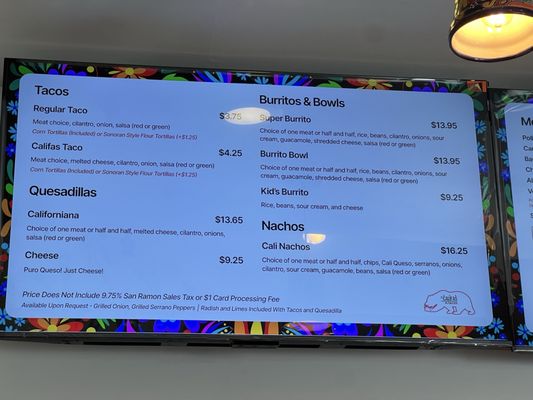 Menu photo 2 El Califas Tacos San Ramon, CA