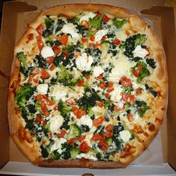 Dominic's Pizza - Margerita (yes their Marg has broccoli and spinach on it) - Pizza Near Me - Lawrenceville, New Jersey Dominic's Pizza - Margerita (yes their Marg has broccoli and spinach on it) - Pizza Near Me - Lawrenceville, New Jersey