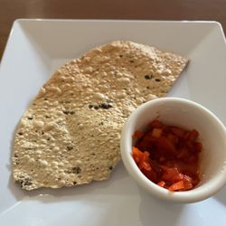 Himalayan Range Nepali Restaurant - Papad w/onions to kickstart palette