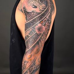 CJ Tattoo - Phoenix arm sleeve by CJ