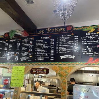 Las Brisas Taqueria - Menu inside small dining area - Mexican Near Me - Fallbrook, California