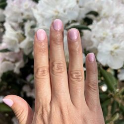 Mercer Nail & Spa - Gel pink nails with hints of glitter