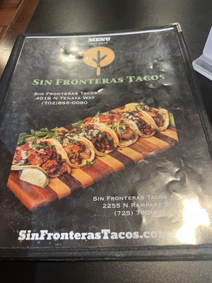 Menu photo 8 Sin Fronteras Tacos Las Vegas, NV