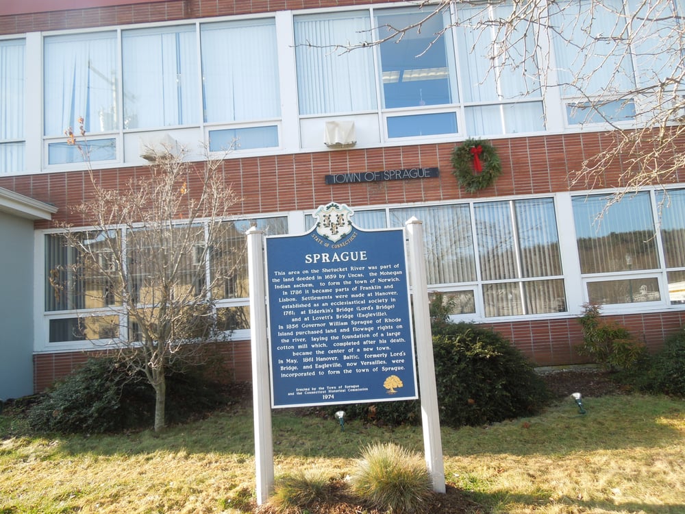 SPRAGUE HISTORICAL MARKER 1 Main St, Sprague, Connecticut Landmarks