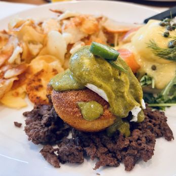 Broken Yolk Cafe - Choose two... Smoked Salmon Benedict, Border Benedict with home fries. - Breakfast & Brunch Near Me - Las Vegas, Nevada