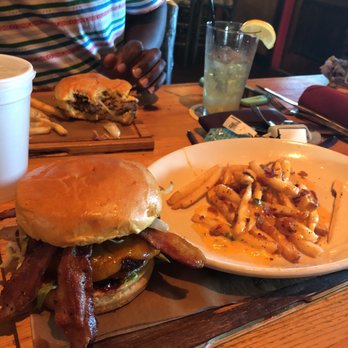 Twin Peaks - BBQ bacon burger and queso fries! So good! - Sports Bars Near Me - Webster, Texas Twin Peaks - BBQ bacon burger and queso fries! So good! - Sports Bars Near Me - Webster, Texas