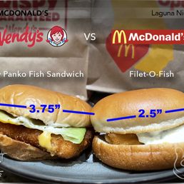 Wendy's wins overall, for the bigger, better sandwich but best value goes to McD's on Filet-O-Fish Friday. Wendy's wins overall, for the bigger, better sandwich but best value goes to McD's on Filet-O-Fish Friday.