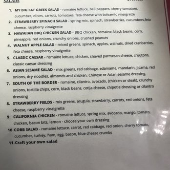 Chop'd - Some of the menu - Salad Near Me - La Mirada, California