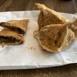 Beef Samosa (left) and Veggie Samosa (Right)