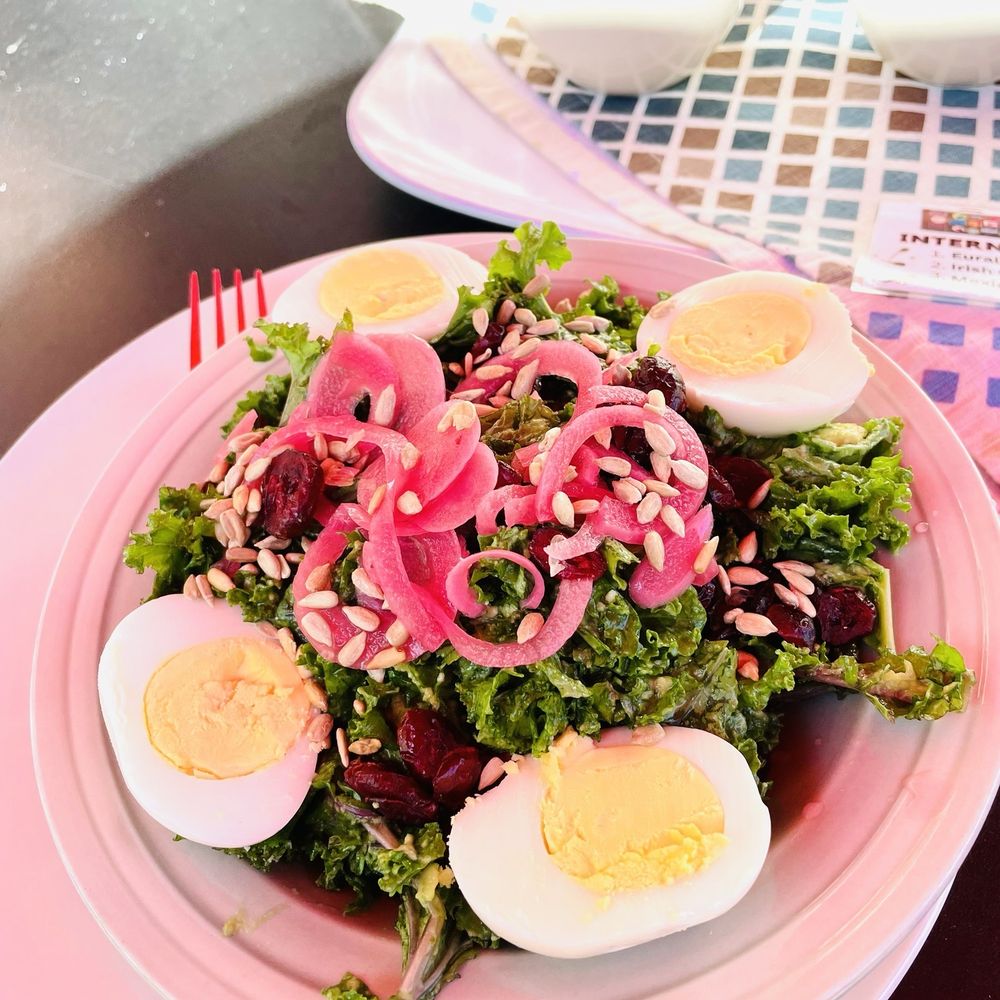 Kale salad with two eggs added Kale salad with two eggs added