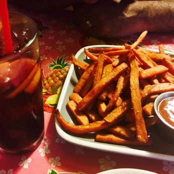 Mama Roomba - Sweet potato fries with habanero ketchup & a red sangria - Caribbean Near Me - Bakersfield, California