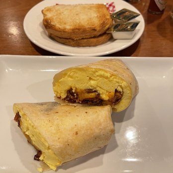 Pyramid Cafe - Bacon egg and cheese burrito without the potatoes and salsa. - Burgers Near Me - Las Vegas, Nevada Pyramid Cafe - Bacon egg and cheese burrito without the potatoes and salsa. - Burgers Near Me - Las Vegas, Nevada