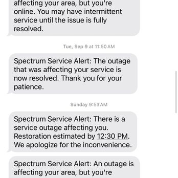 Spectrum - Messages showing constant outages - Internet Service Providers Near Me - San Antonio, Texas