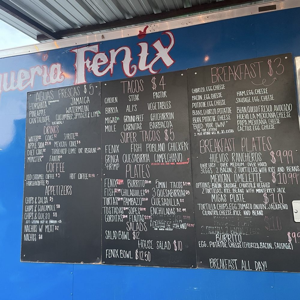 Taqueria Fenix - Menu - Food Trucks Near Me - Austin, Texas