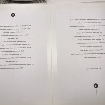 La Raquetista - Restaurant menu 2017 - Tapas/Small Plates Near Me - Madrid, M