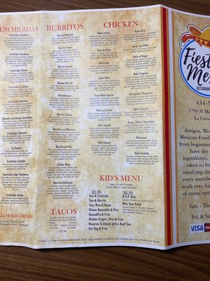 Menu photo 2 Fiesta Mexico La Crosse, VA