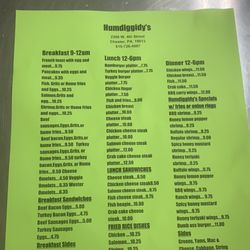 Humdiggidy's - Menu