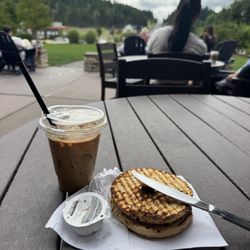 Post & Pour - Lavender latte and everything bagel