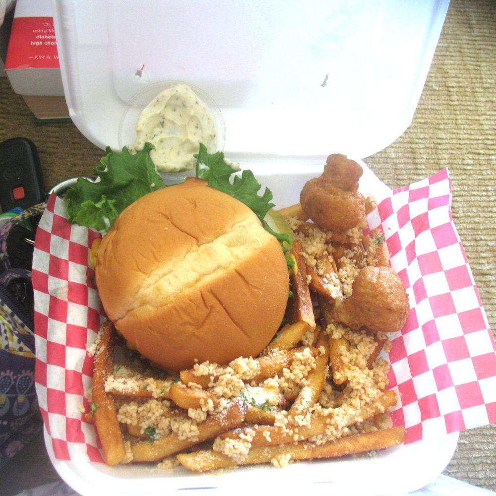 Corral’s Grill - Beth's 5 STAR Corral's Grill cheeseburger, garlic fries, deep fried mushrooms. - American Near Me - San Andreas, California Corral’s Grill - Beth's 5 STAR Corral's Grill cheeseburger, garlic fries, deep fried mushrooms. - American Near Me - San Andreas, California