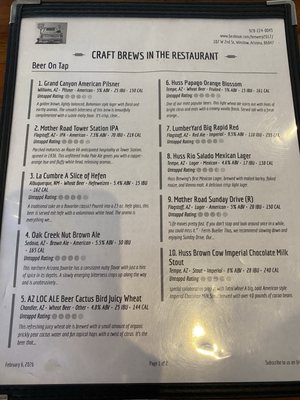 Menu photo 1 RelicRoad Brewing Winslow, AZ