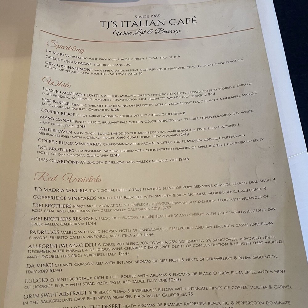 TJ's Italian Cafe - Menu - Italian Near Me - Indian Rocks Beach, Florida TJ's Italian Cafe - Menu - Italian Near Me - Indian Rocks Beach, Florida