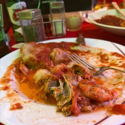 Having the eggplant parm it's amazing