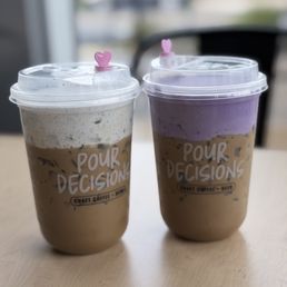 Sweet cream phin coffee and ube cream phin coffee