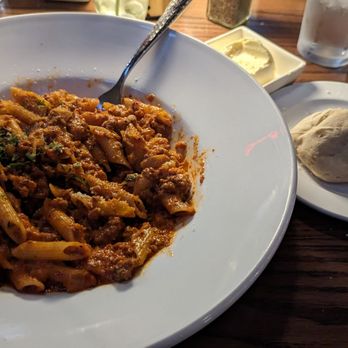 Napoli 3 - Bolognese with gf penne and gluten free roll. - Wine Bars Near Me - St Charles, Missouri