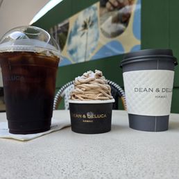 Iced coffee, Mont Blanc, Decaf Soy Latte