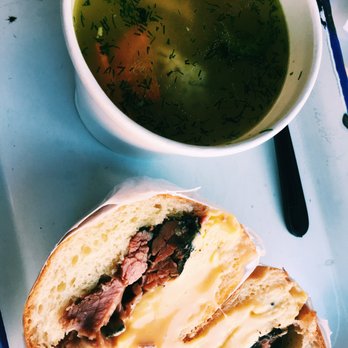 Frankel's Delicatessen - Pastrami egg and cheese sandwich, matzo ball soup - Delis Near Me - Brooklyn, New York