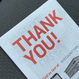For the great service discount tire team! For the great service discount tire team!