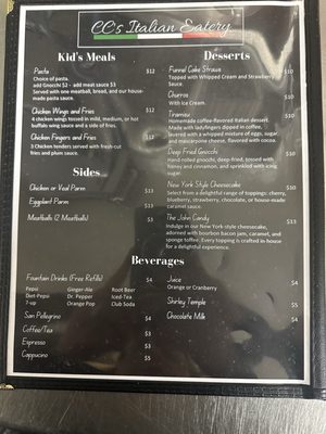 Menu photo 1 CC's Dugout Italian Eatery Welland, ON