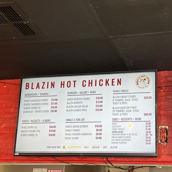 Blazing Hot Chicken - Menu 5/26/25 (ig: @cravingswithcat) - Chicken Shop Near Me - Los Angeles, California