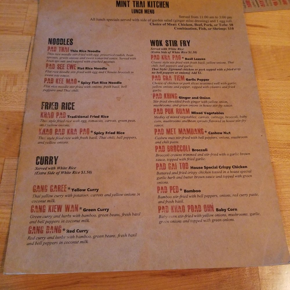 Mint Thai Kitchen - Lunch menu - Thai Near Me - Houston, Texas Mint Thai Kitchen - Lunch menu - Thai Near Me - Houston, Texas