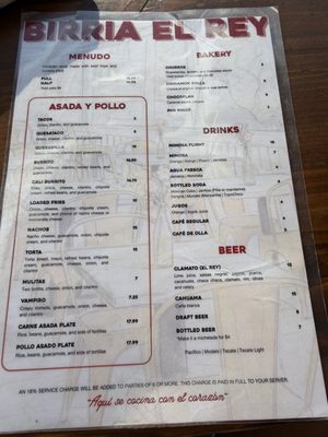 Menu photo 2 Birria El Rey San Diego, CA