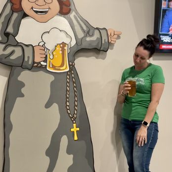 St. Benedict’s Brewery- Jasper - A nun joyfully shaming me - Pizza Near Me - Jasper, Indiana