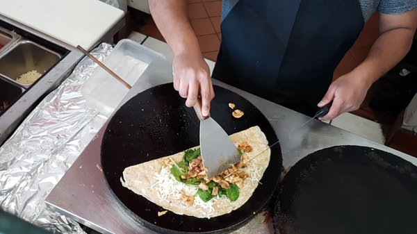 Photo of La Creperie - San Diego, CA, US. Chicken, mushroom, spinach, cheese crepe