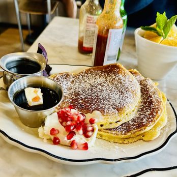 un caffe altamura - 4/12/24 Ricotta pancakes w/ mascarpone & pomegranate - Cafes Near Me - Manhattan Beach, California