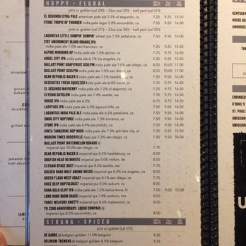Yard House - Beer menu - Vegetarian Near Me - Burbank, California