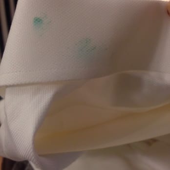 Waters Dry Cleaners & Laundry - Green stain on back of collar which was not their when dropped off. - Sewing & Alterations Near Me - Bluffton, South Carolina Waters Dry Cleaners & Laundry - Green stain on back of collar which was not their when dropped off. - Sewing & Alterations Near Me - Bluffton, South Carolina